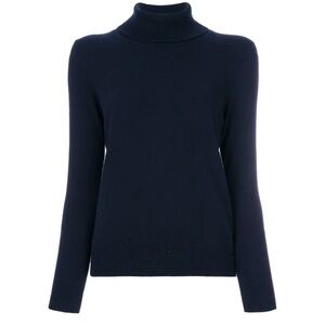 NWOT N.Peal Navy blue cashmere roll neck sweater